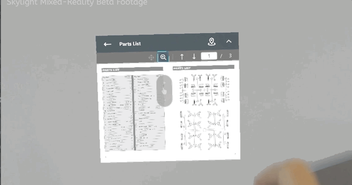 Pan and zoom pdf document pages on Skylight for HoloLens 1